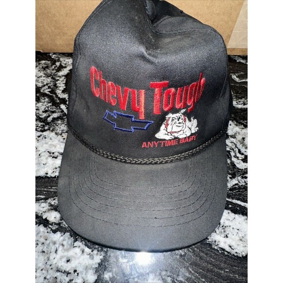 VTG Chevy Tough Anytime Baby Snapback Hat Cap Chevrolet Bulldog Faded Distressed - Picture 2 of 13